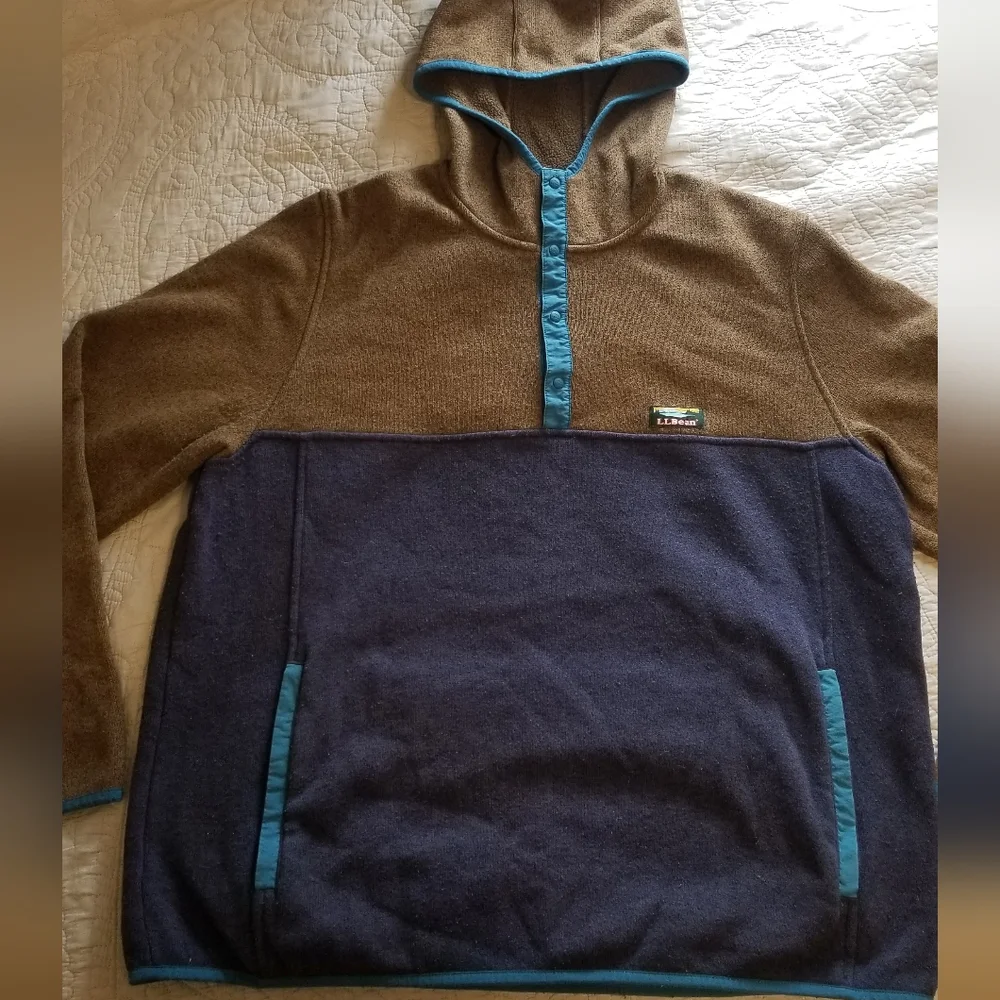 L.L. Bean Colorblock Snap Fleece Pullover - Picture 3 of 6